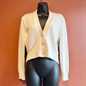 NWT Banana Republic Cream Cropped V-Neck Button Cardigan